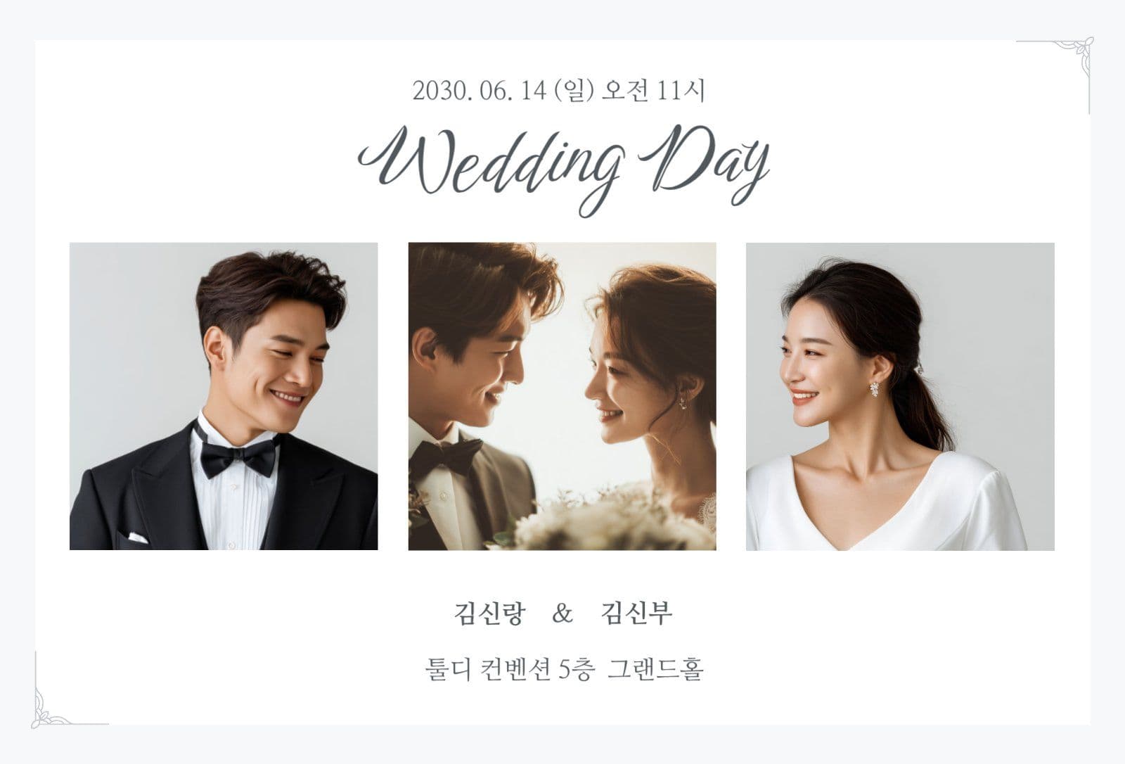 화이트 심플 결혼식 청첩장