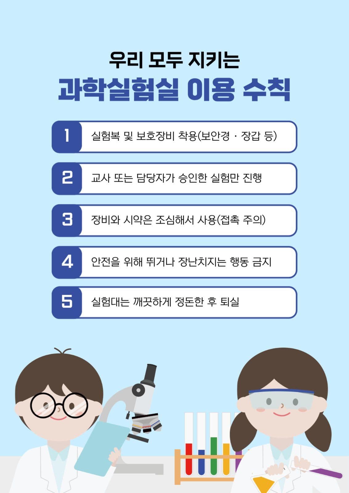 하늘색 과학실험실 이용 수칙 안내
