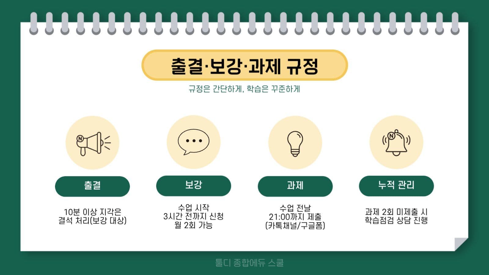 녹색의 아기자기한 학원 새학기 OT