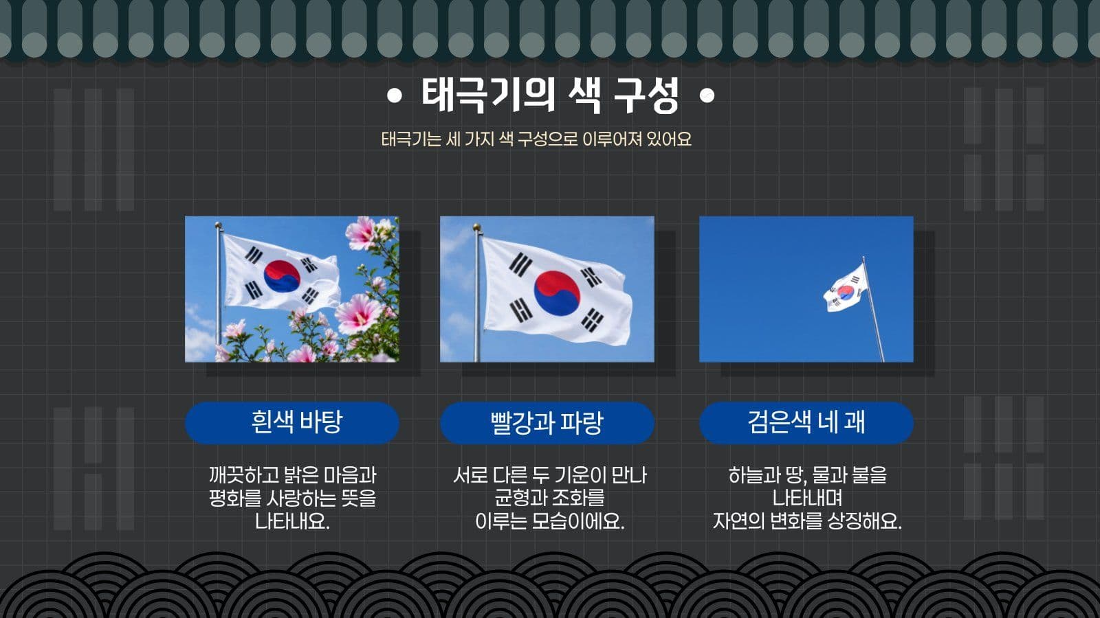블랙 깔끔 태극기 교육 발표 자료