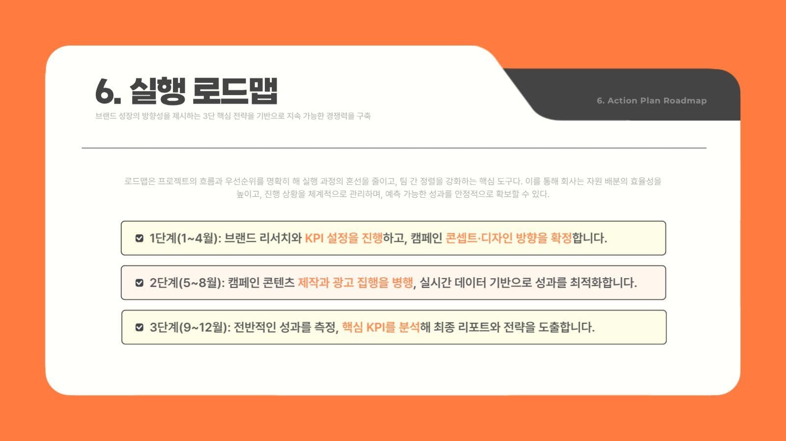 주황색 심플한 비즈니스 마케팅 보고서