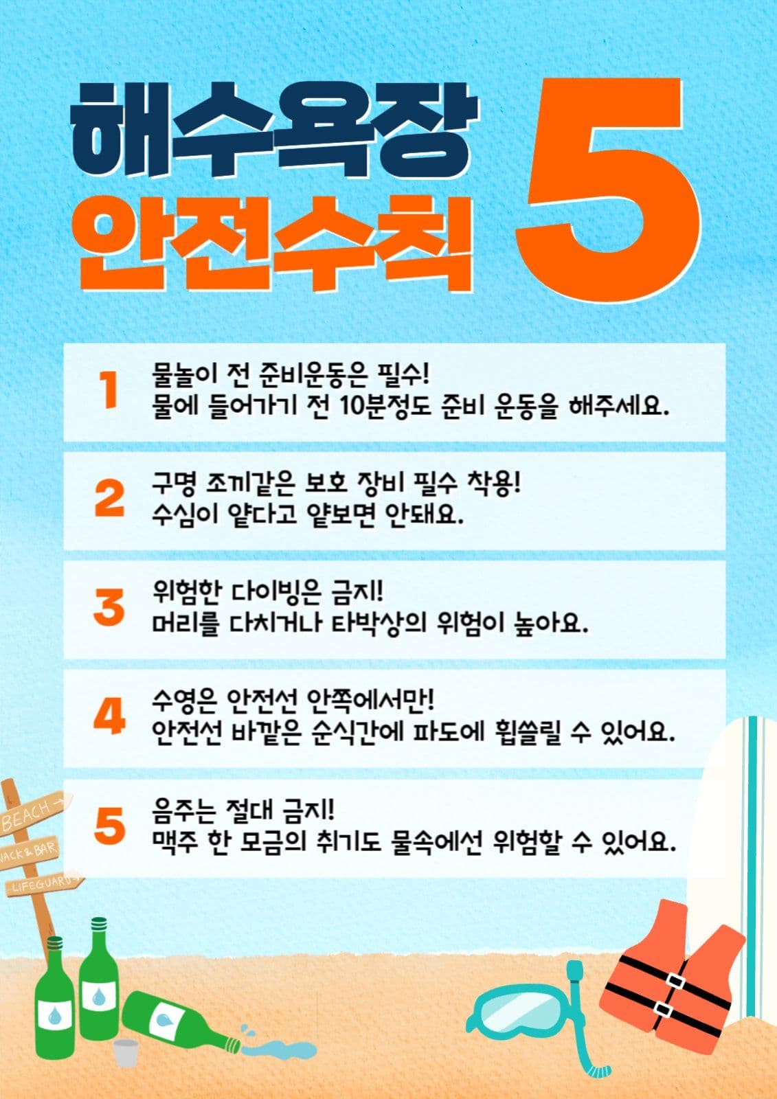 해수욕장 바닷가 안전수칙 안내 포스터