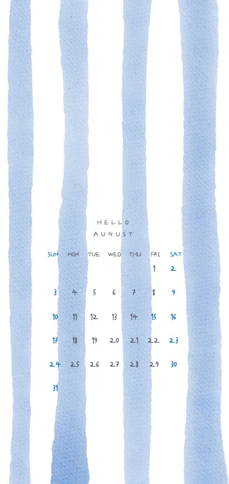 8월 달력 모바일 배경화면