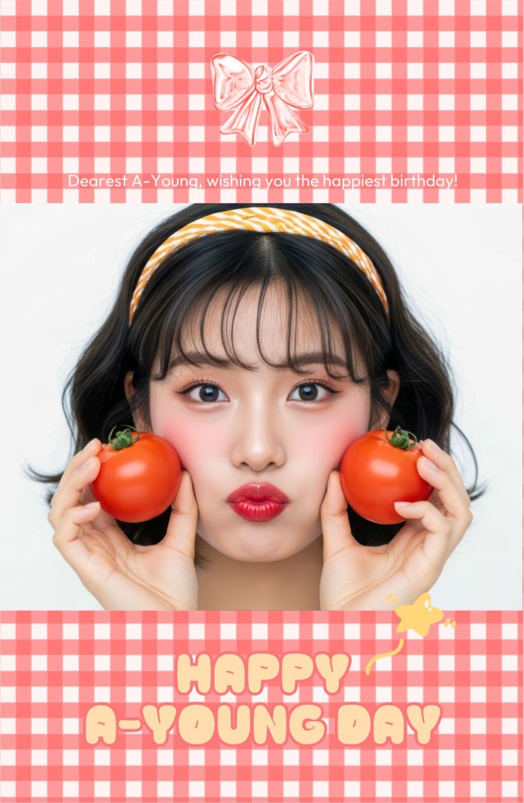 레드체크 발랄한 포토카드