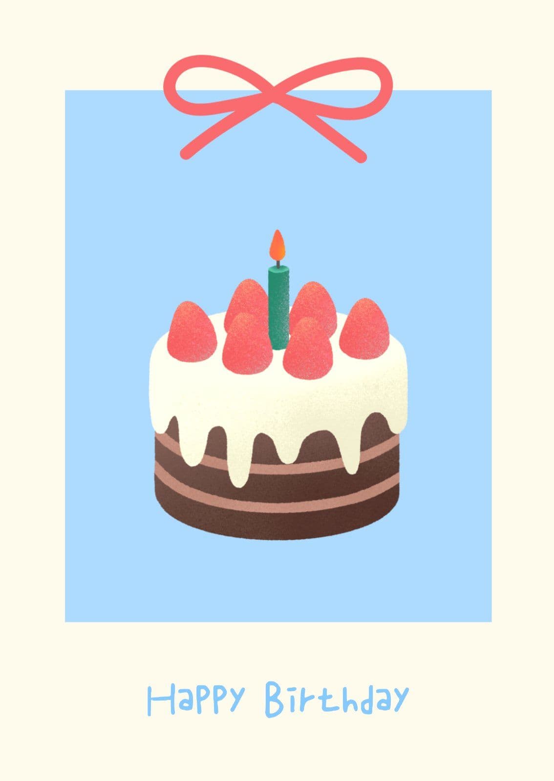 생일 축하 딸기케이크 엽서