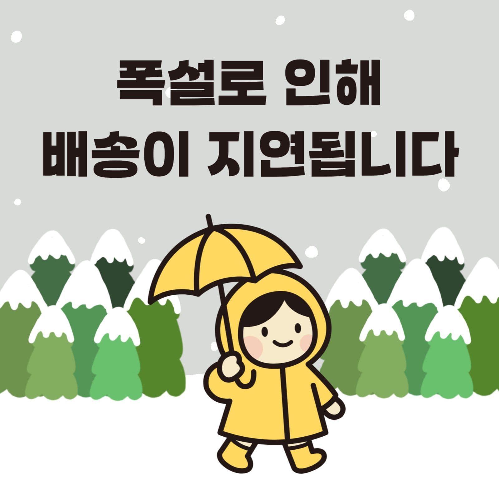 폭설로 인해 배송이 지연됩니다