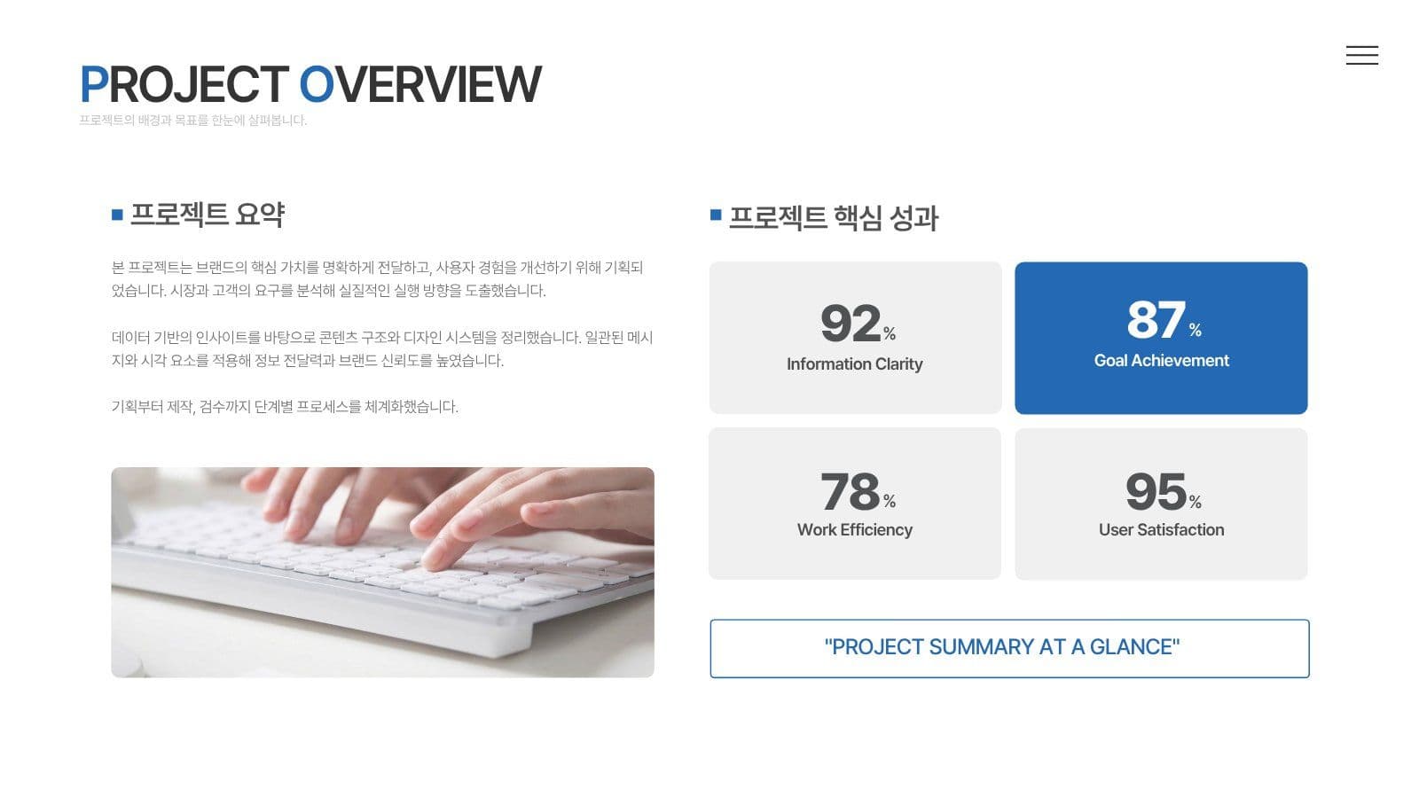 블루 그라데이션 진행 보고서 템플릿 