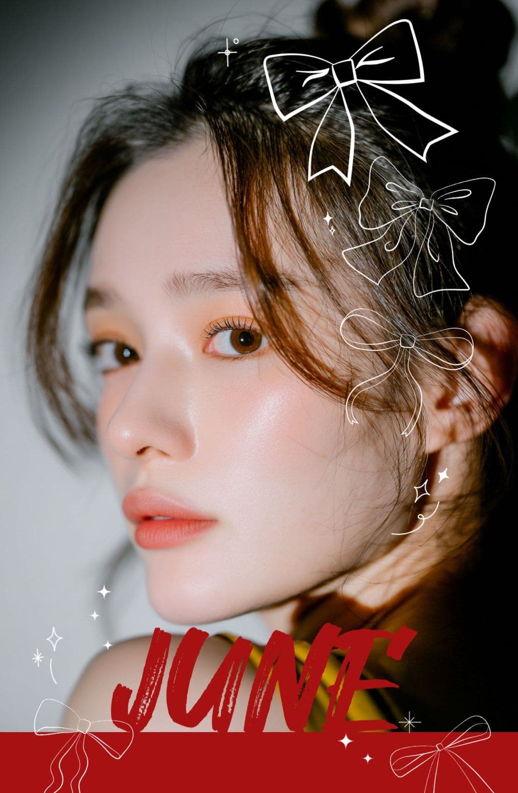 붉은색 리본 일러스트 포토카드