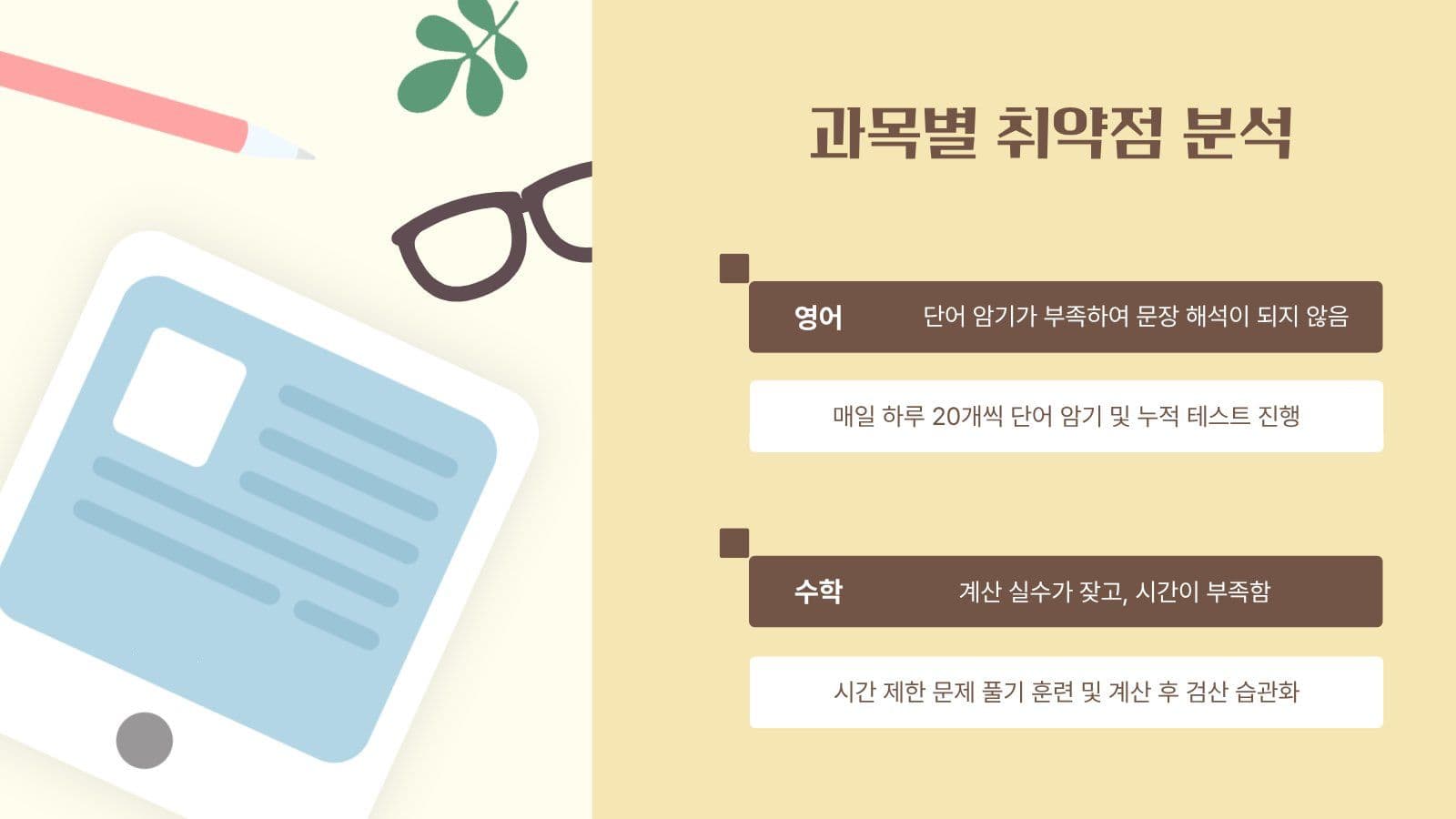 공부 습관 들이기 계획 PPT