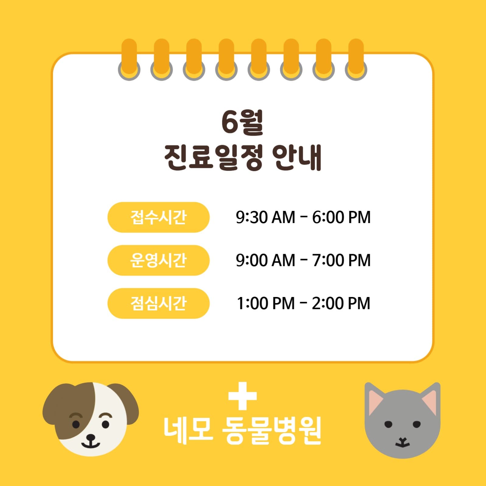 동물병원 진료일정