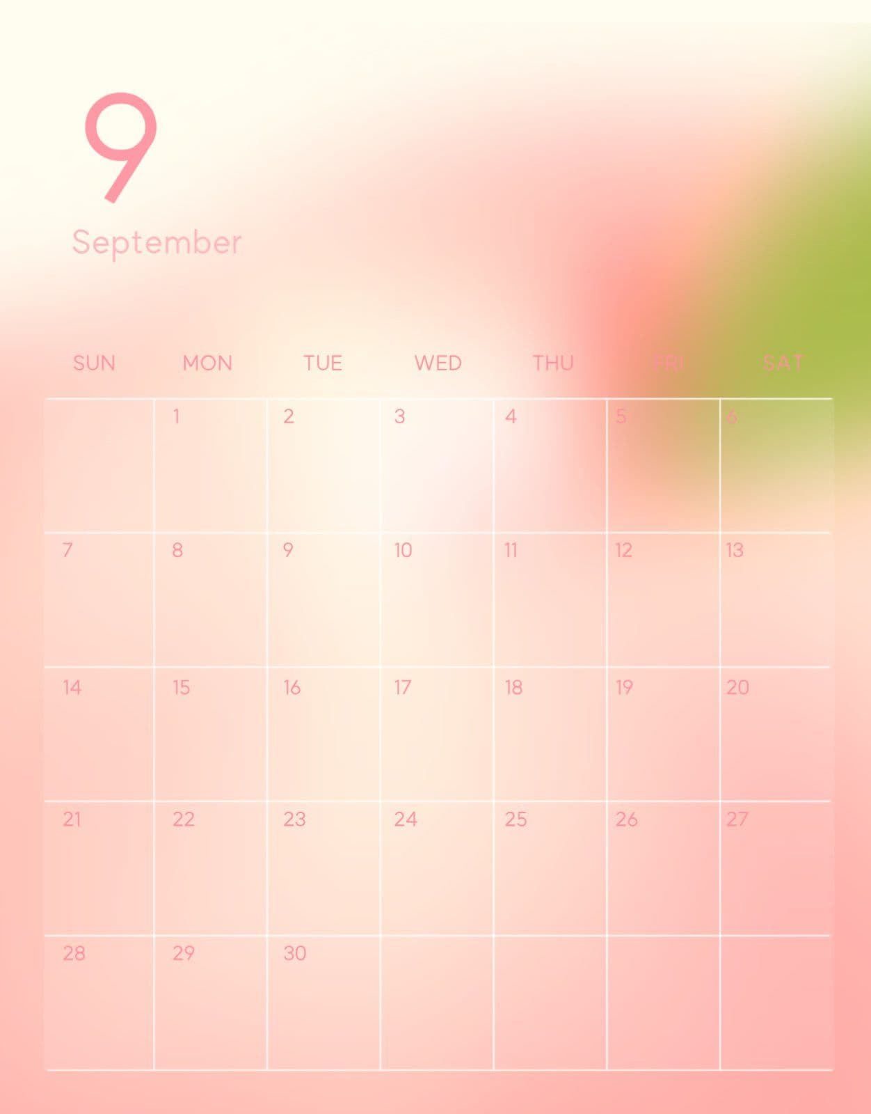 9월 감성 복숭아 달력 굿노트 플래너