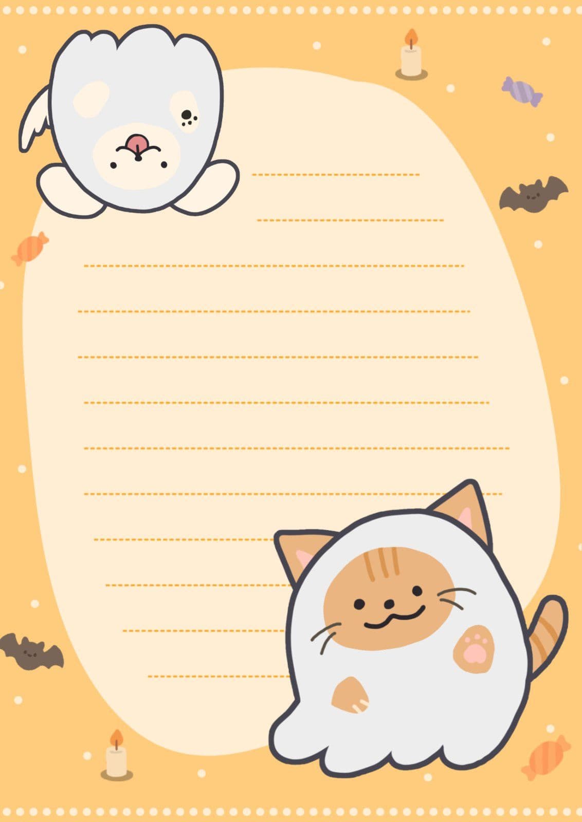 귀여운 할로윈 고양이 편지지