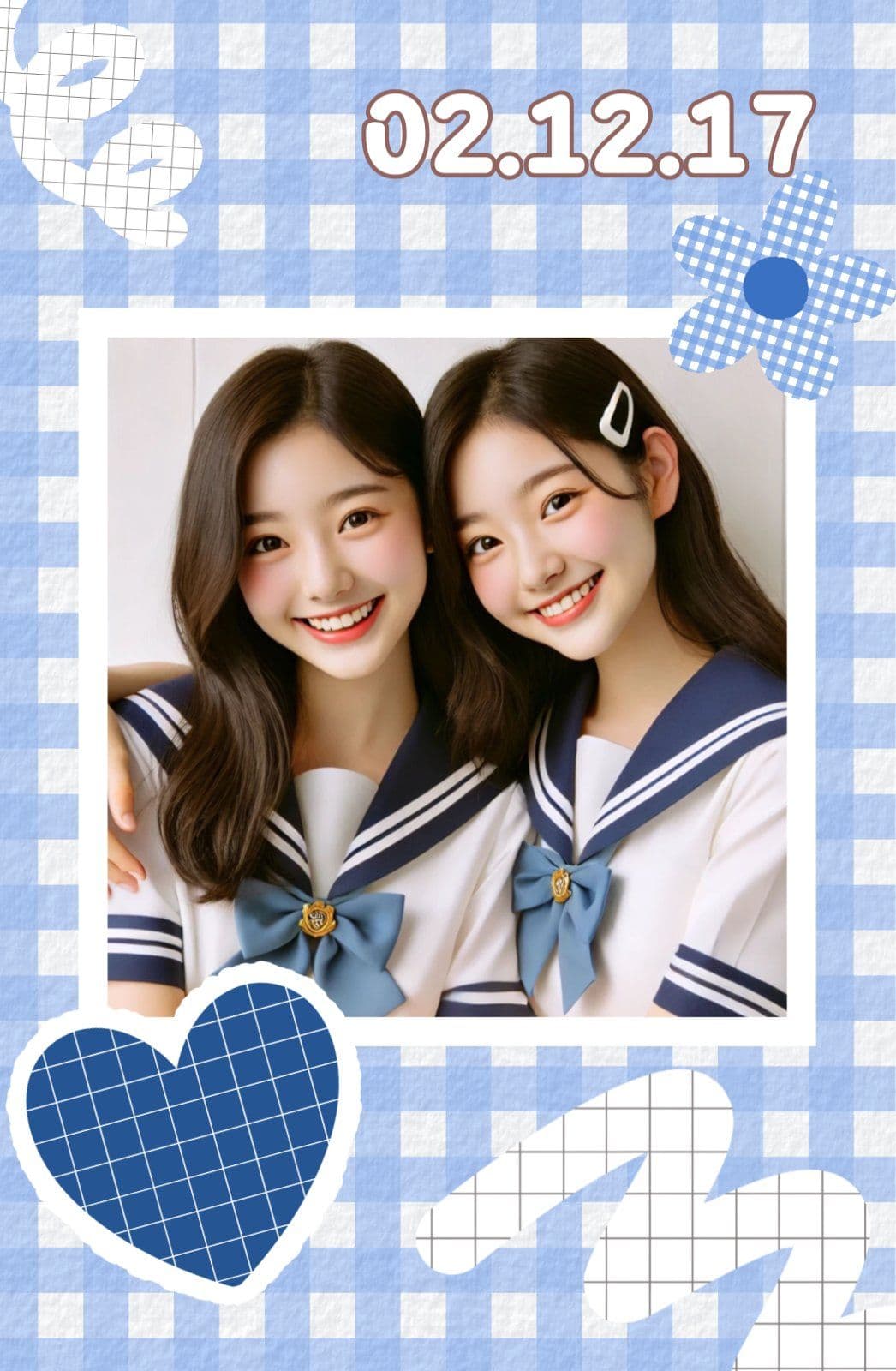 체크패턴 우정 포토카드