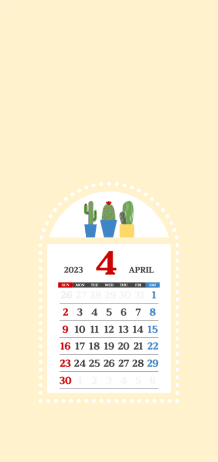 4월 선인장 달력 배경화면 아이폰