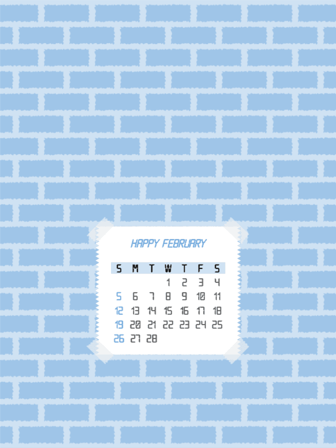 행복한 2월 달력 배경화면 아이패드