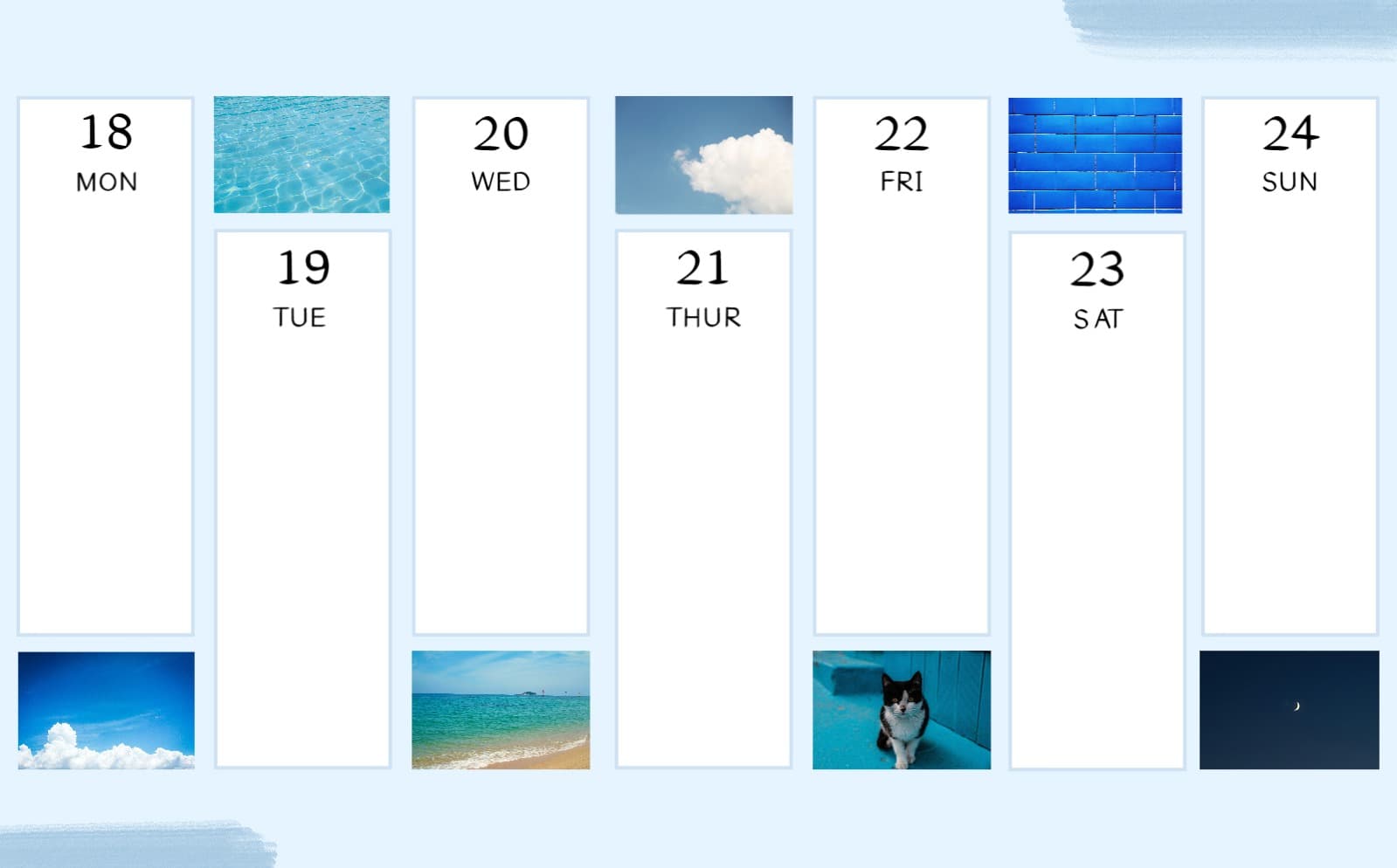파란색 위클리 굿노트 템플릿