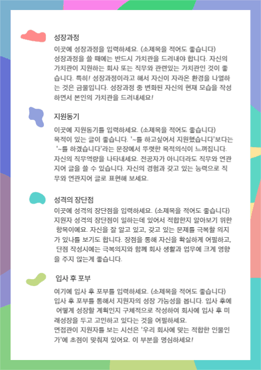 디자인 이력서, 자소서