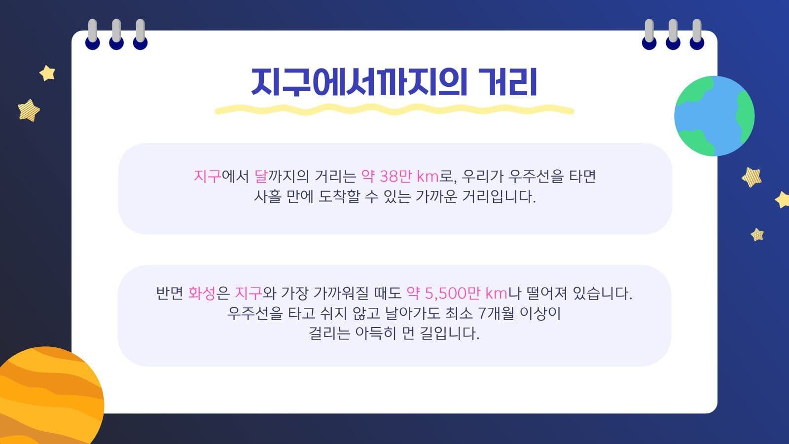 신기한 우주 이야기 프레젠테이션 행성 템플릿