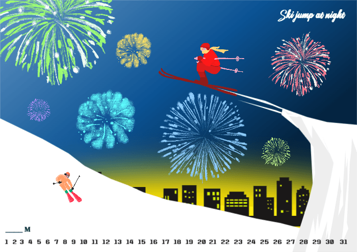 스키와 불꽃축제 달력