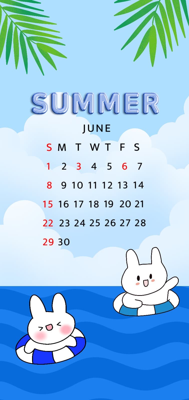 파랑색 6월 달력