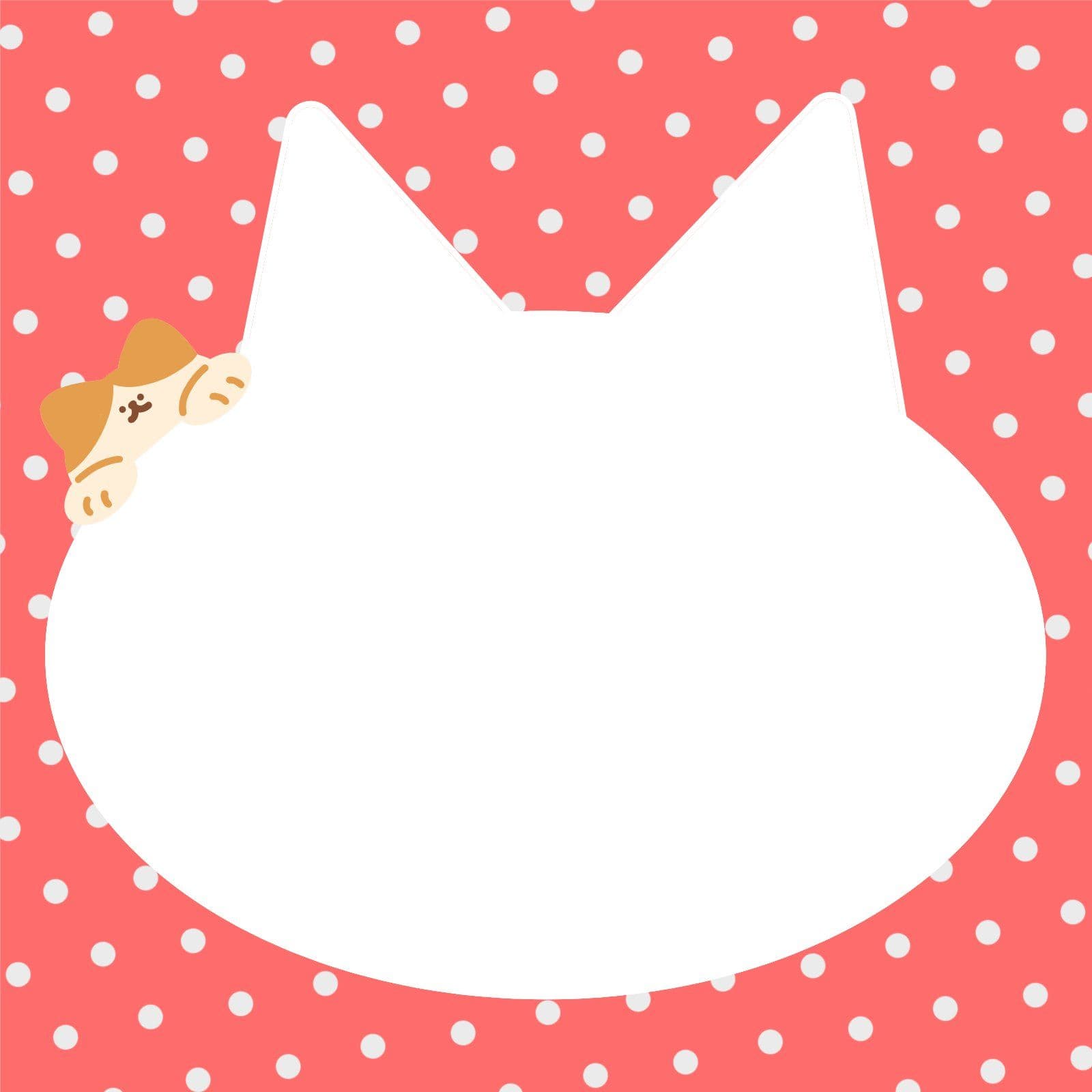 핑크 도트 고양이 떡메모지 동물