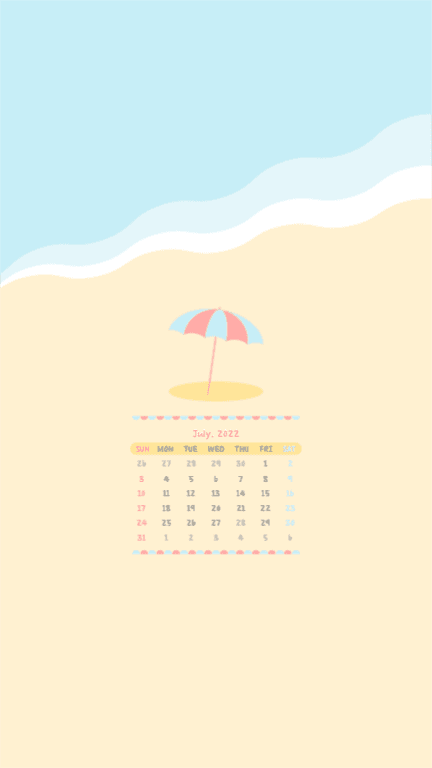 7월 달력 바다와 파라솔 안드로이드