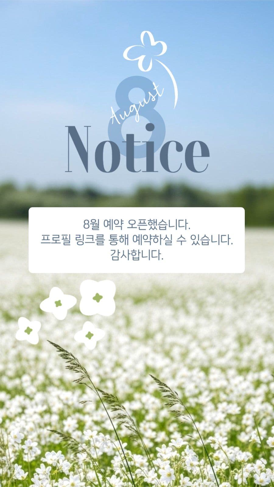 8월 예약 안내 게시물