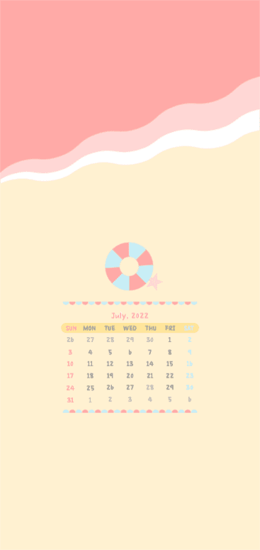 7월 달력 바다와 튜브 아이폰