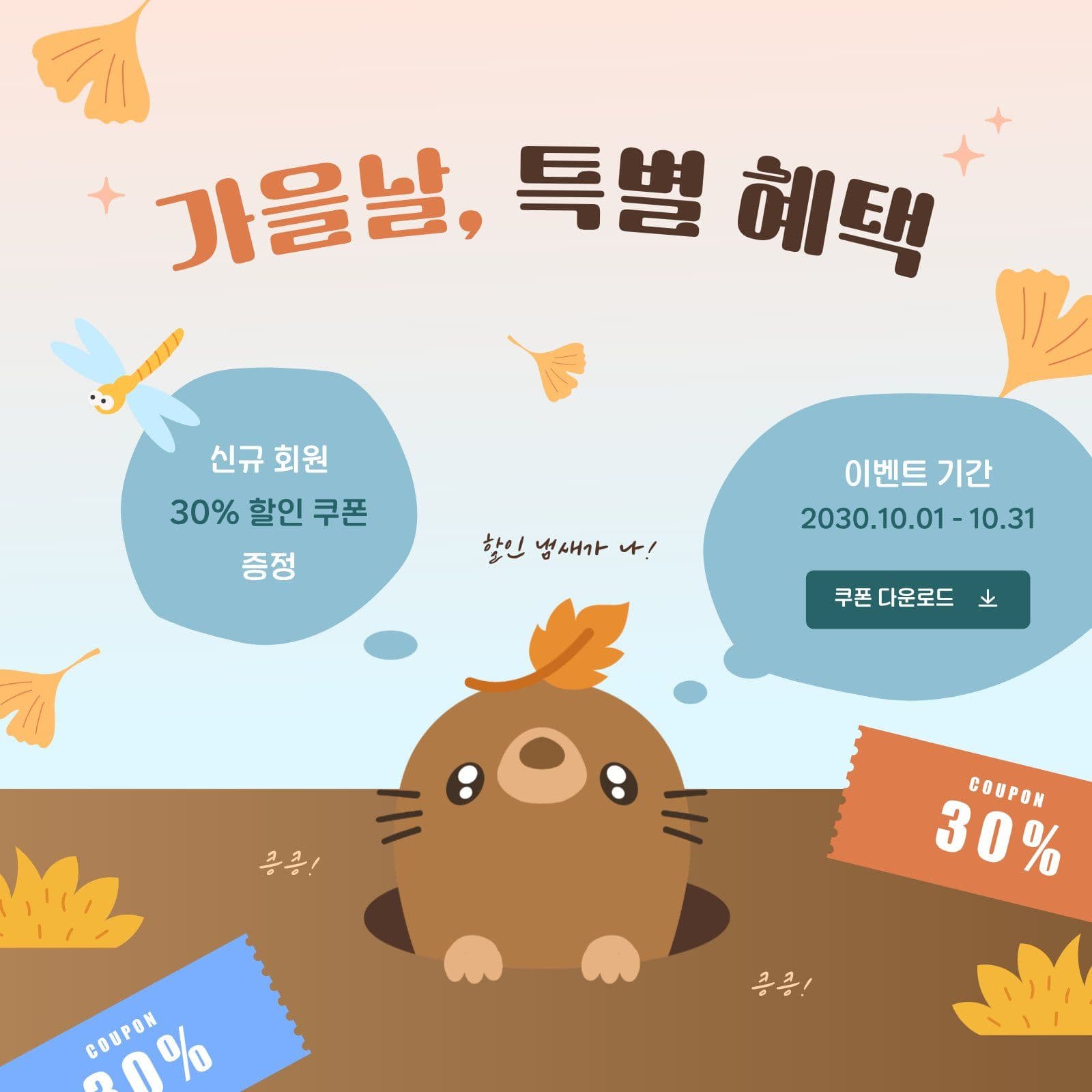 두더지 가을 특별 혜택 이벤트