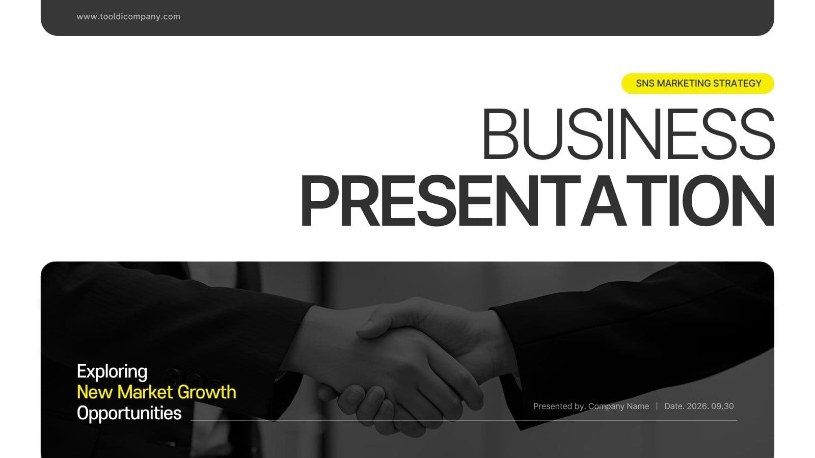 검정색과 노란색 모던한 마케팅 PPT
