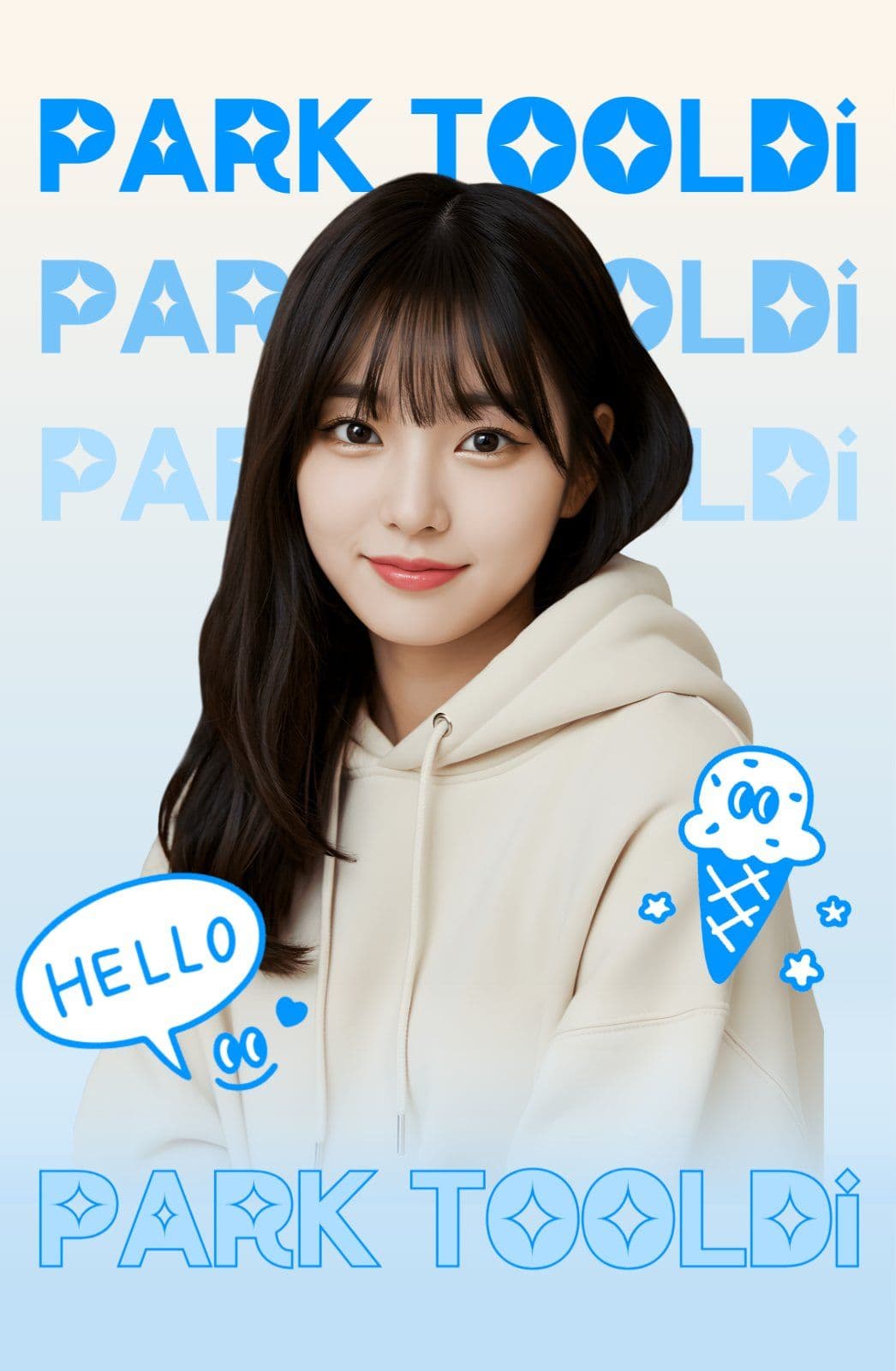 블루 낙서 드로잉 포토카드