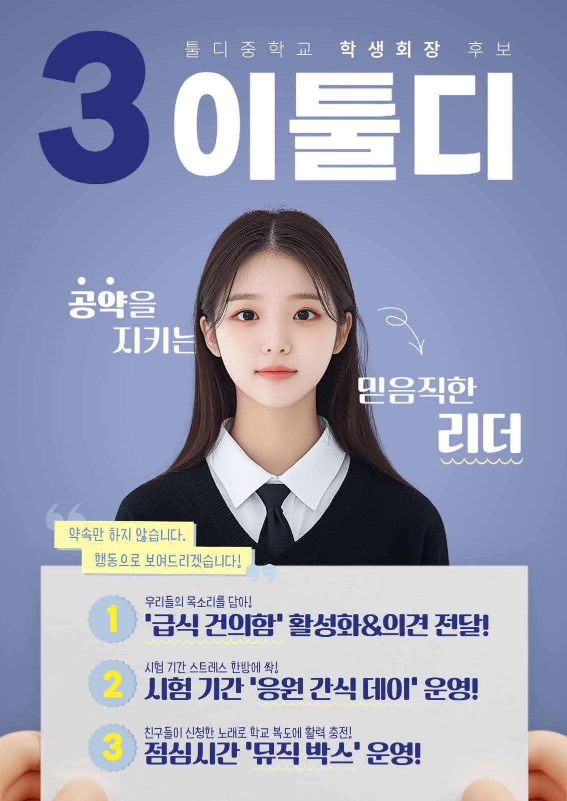 블루 학생회장 부회장 선거 포스터