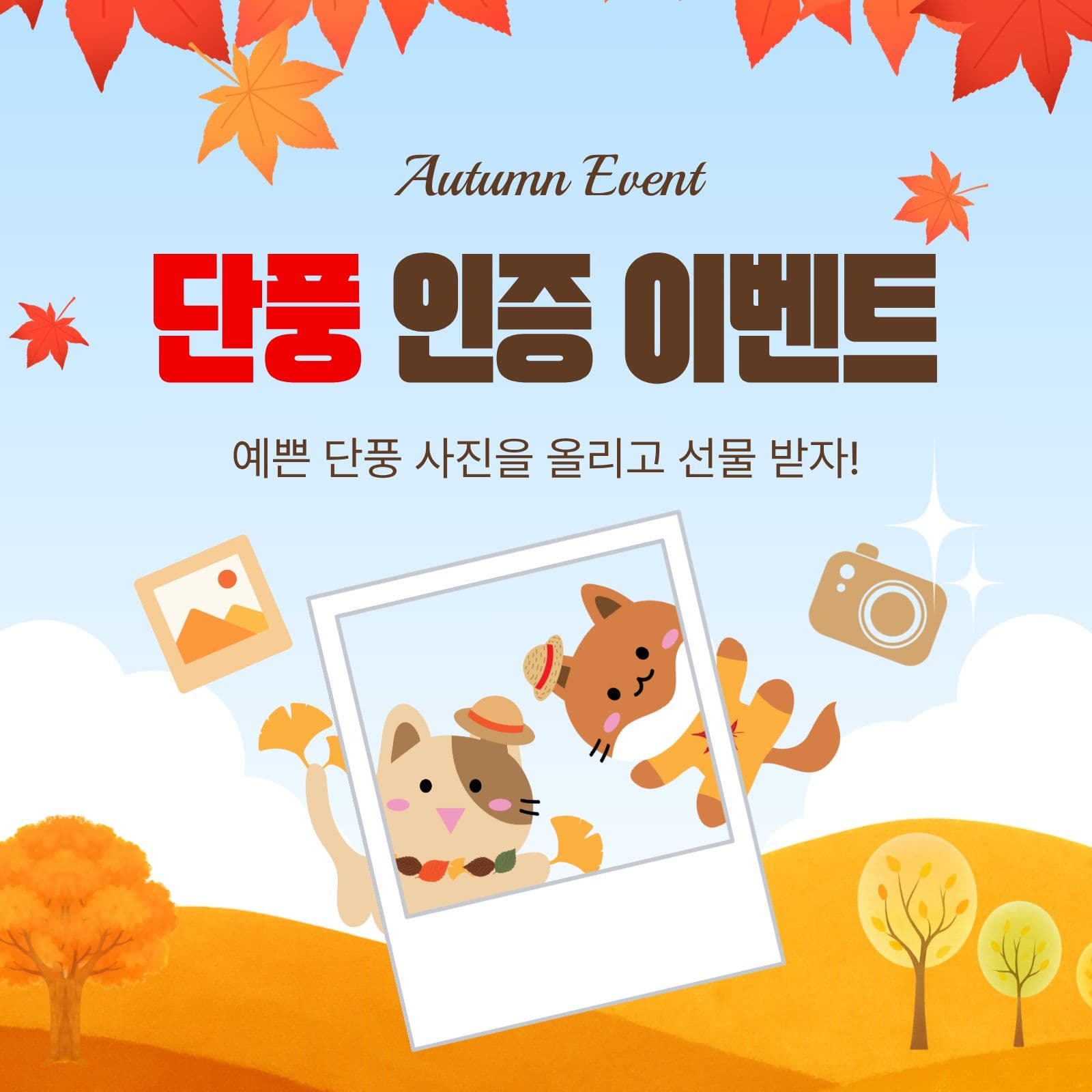 단풍인증이벤트 가을 소셜미디어 게시물 소셜 미디어 템플릿