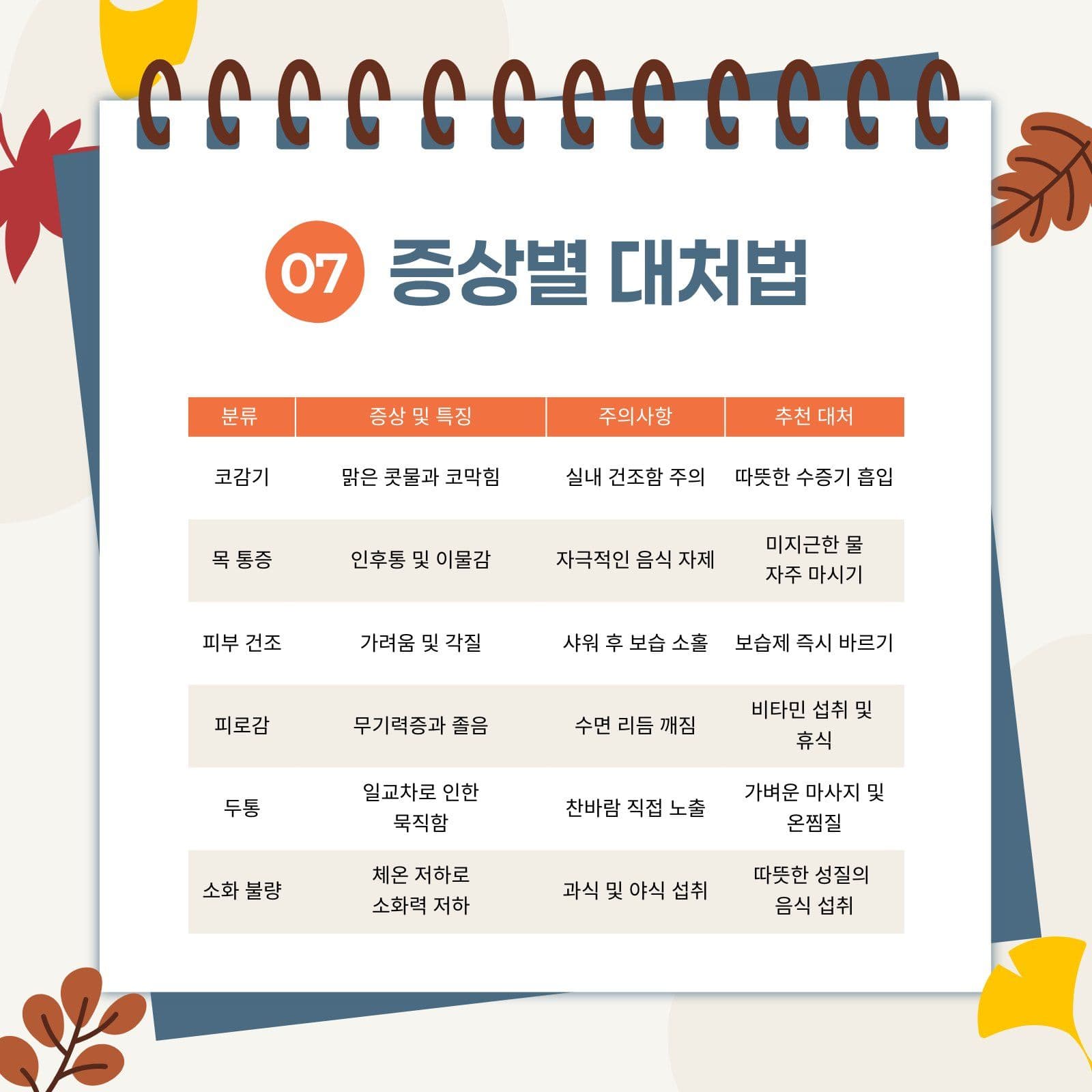 베이지 환절기 카드뉴스 건강 템플릿