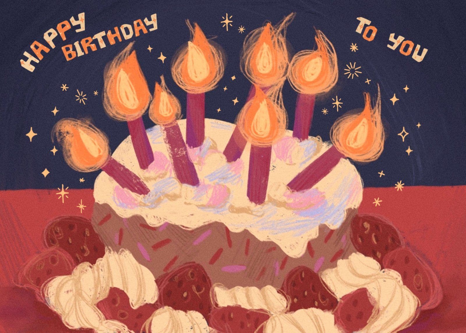 따뜻한 컬러의 생일 축하 엽서