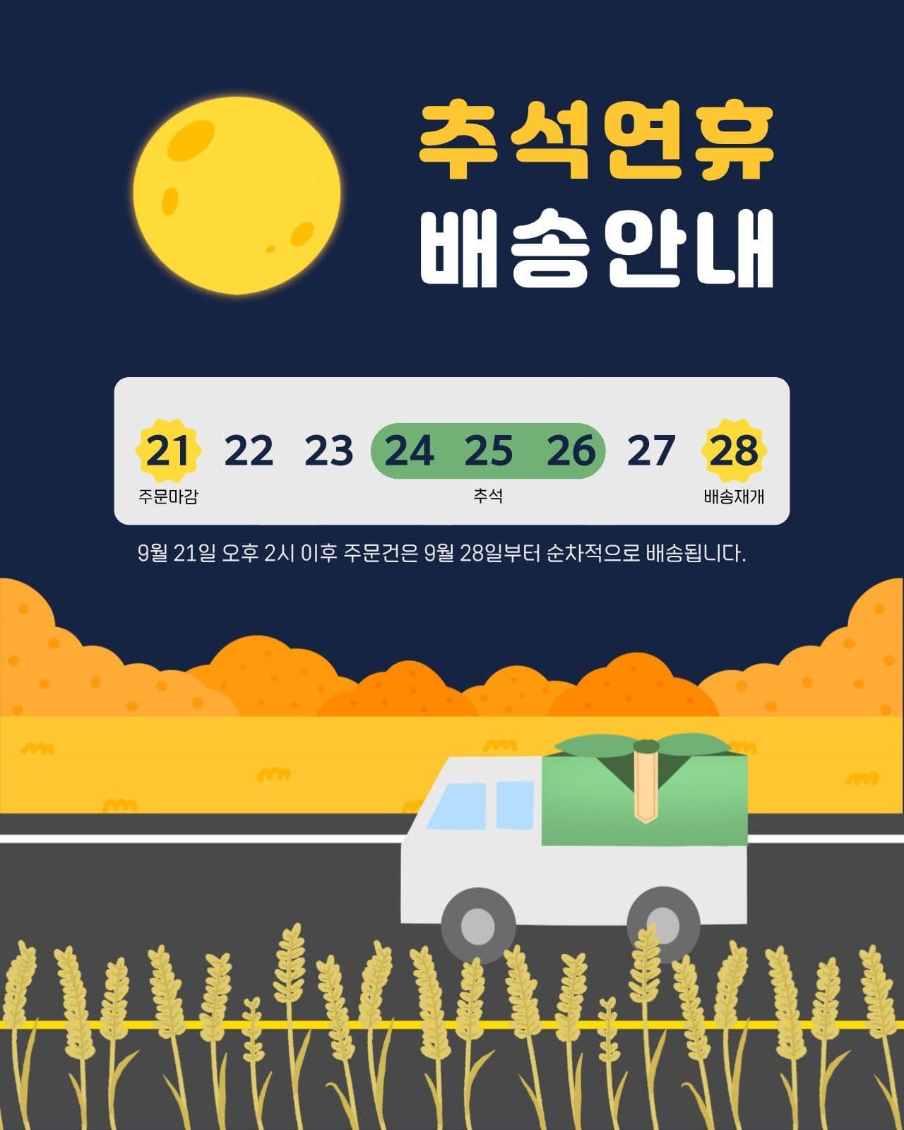 추석연휴배송안내