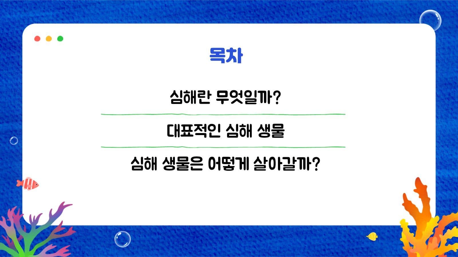 산호초 해양생물 교육자료