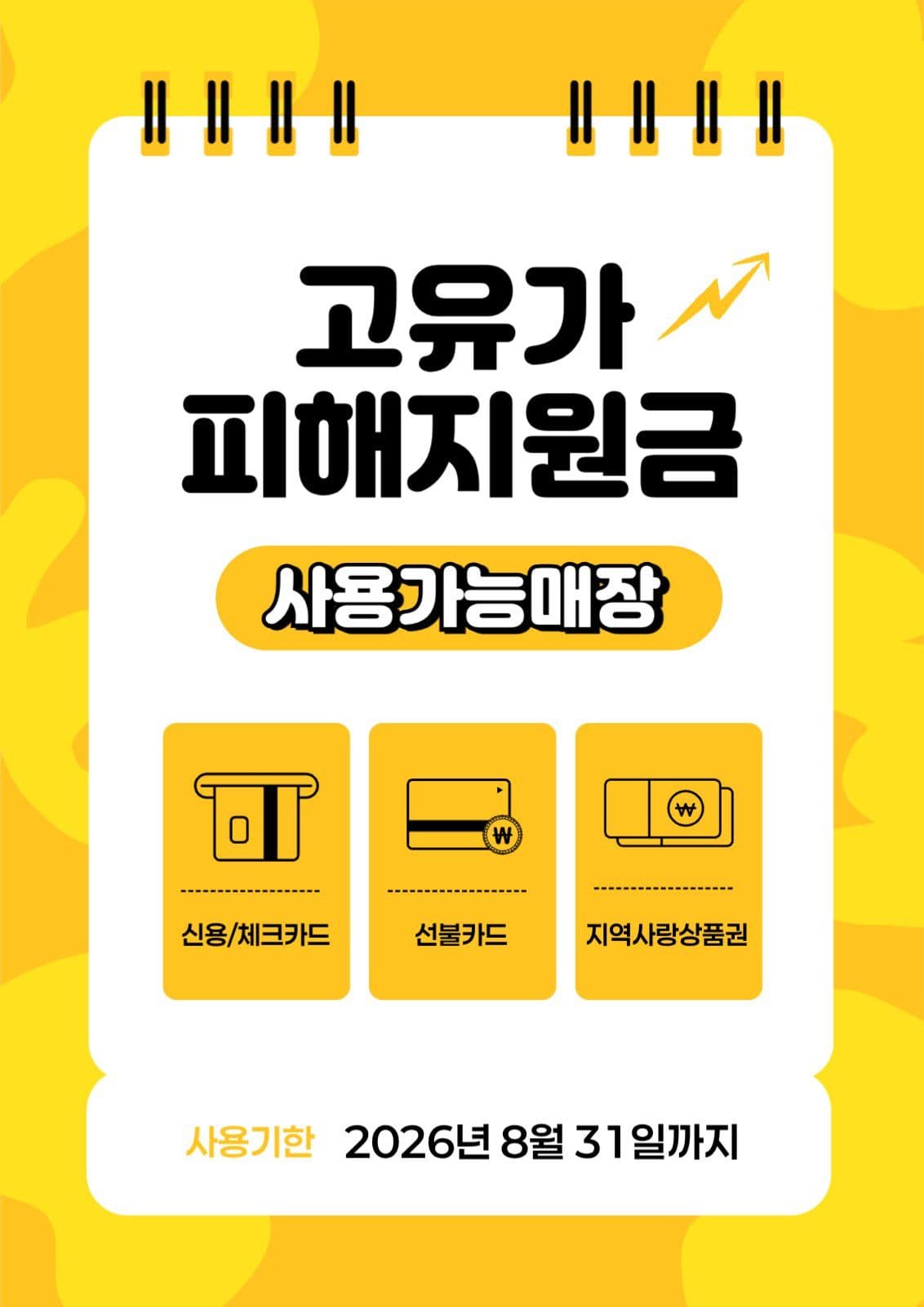 노랑 심플 지원금 사용안내