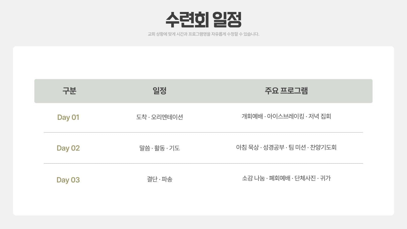 교회 청소년 수련회 PPT 템플릿