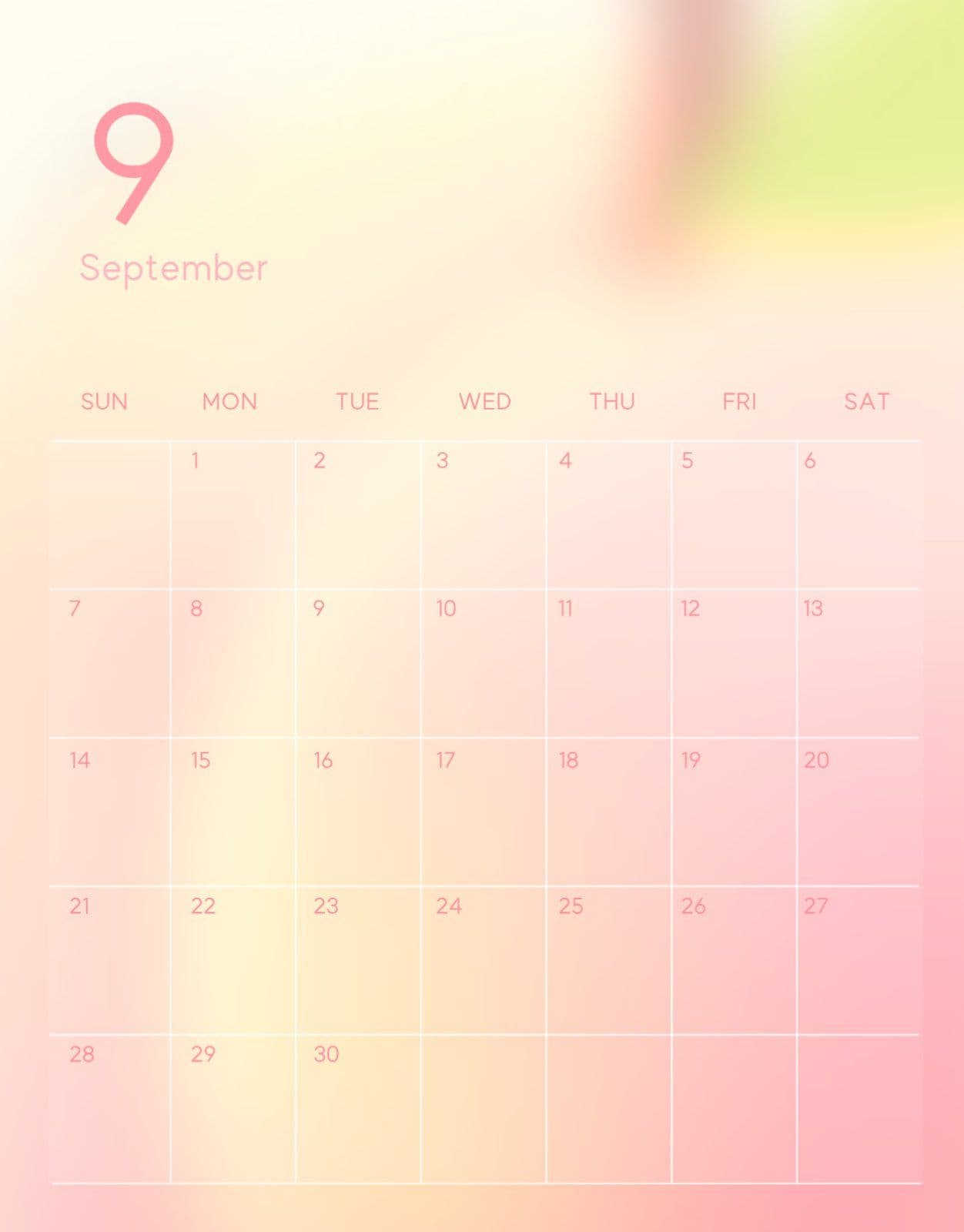 9월 감성 복숭아 달력 굿노트 플래너