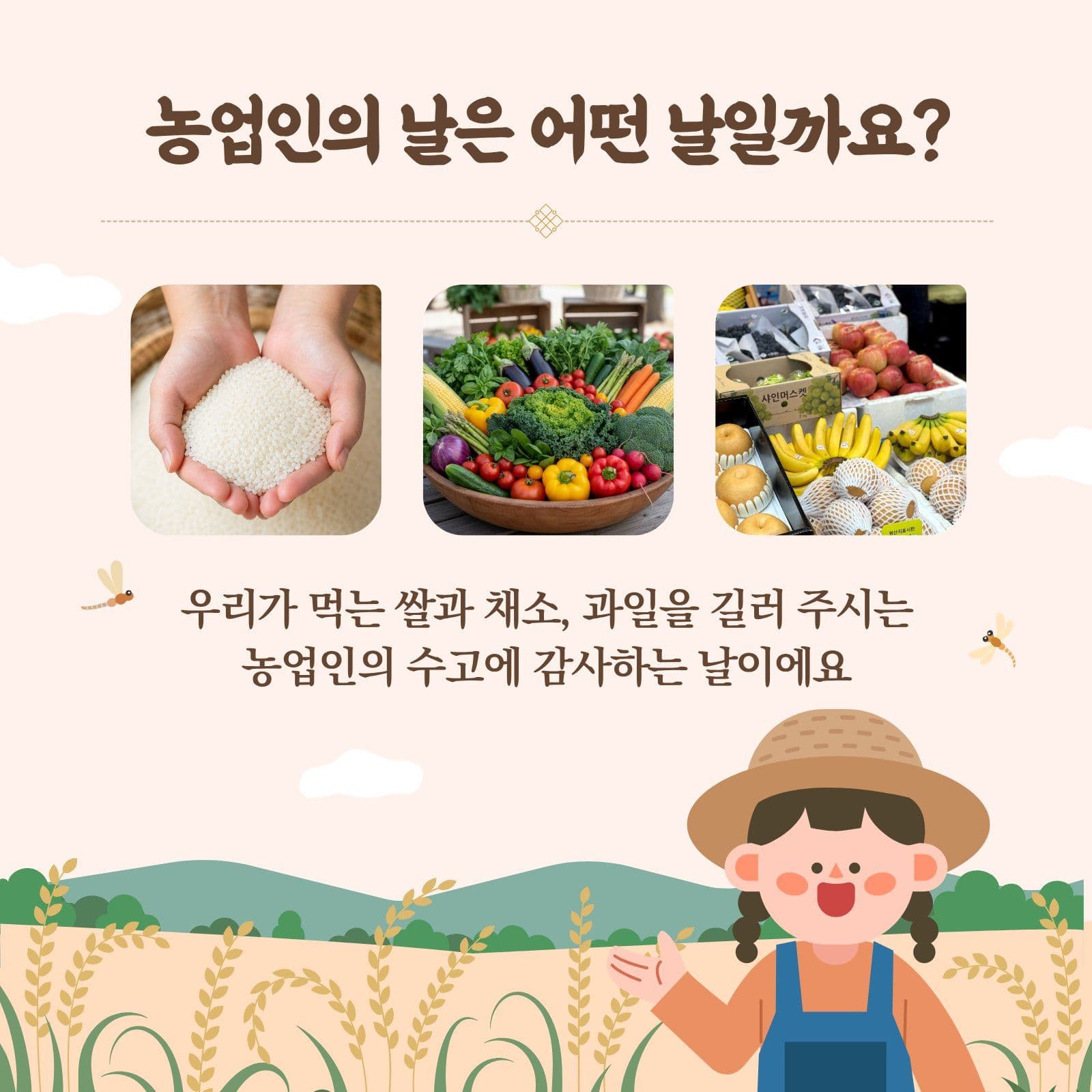 농업인의 날 감사 인사 어린이집 카드뉴스 템플릿