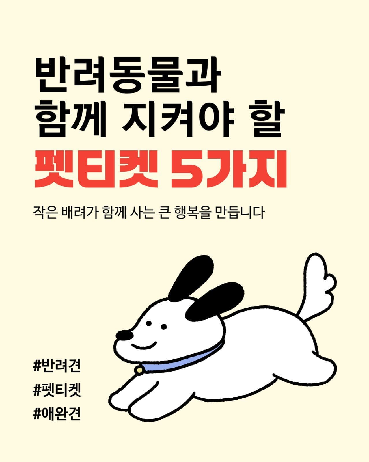 노랑색 귀여운 반려동물 펫티켓카드뉴스