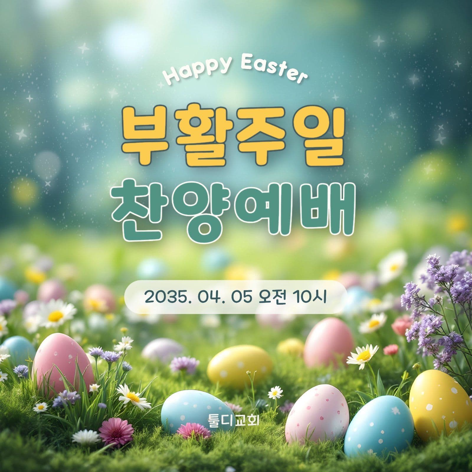 파스텔톤 귀여운 부활절 축하 현수막