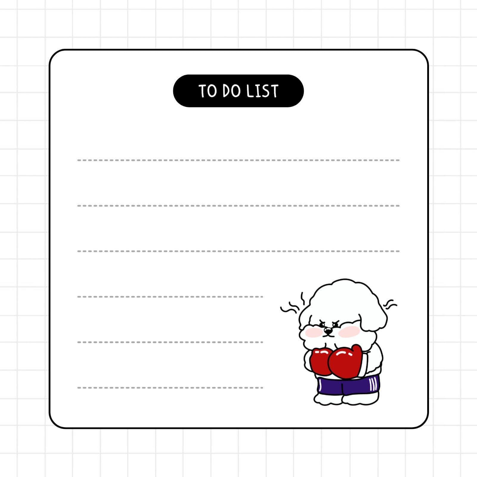 블랙 귀여운 강아지 캐릭터 투두리스트 떡메모지
