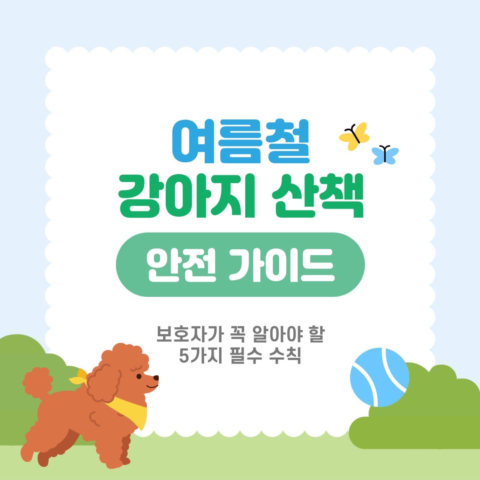 연두색 여름철 강아지 산책 안내