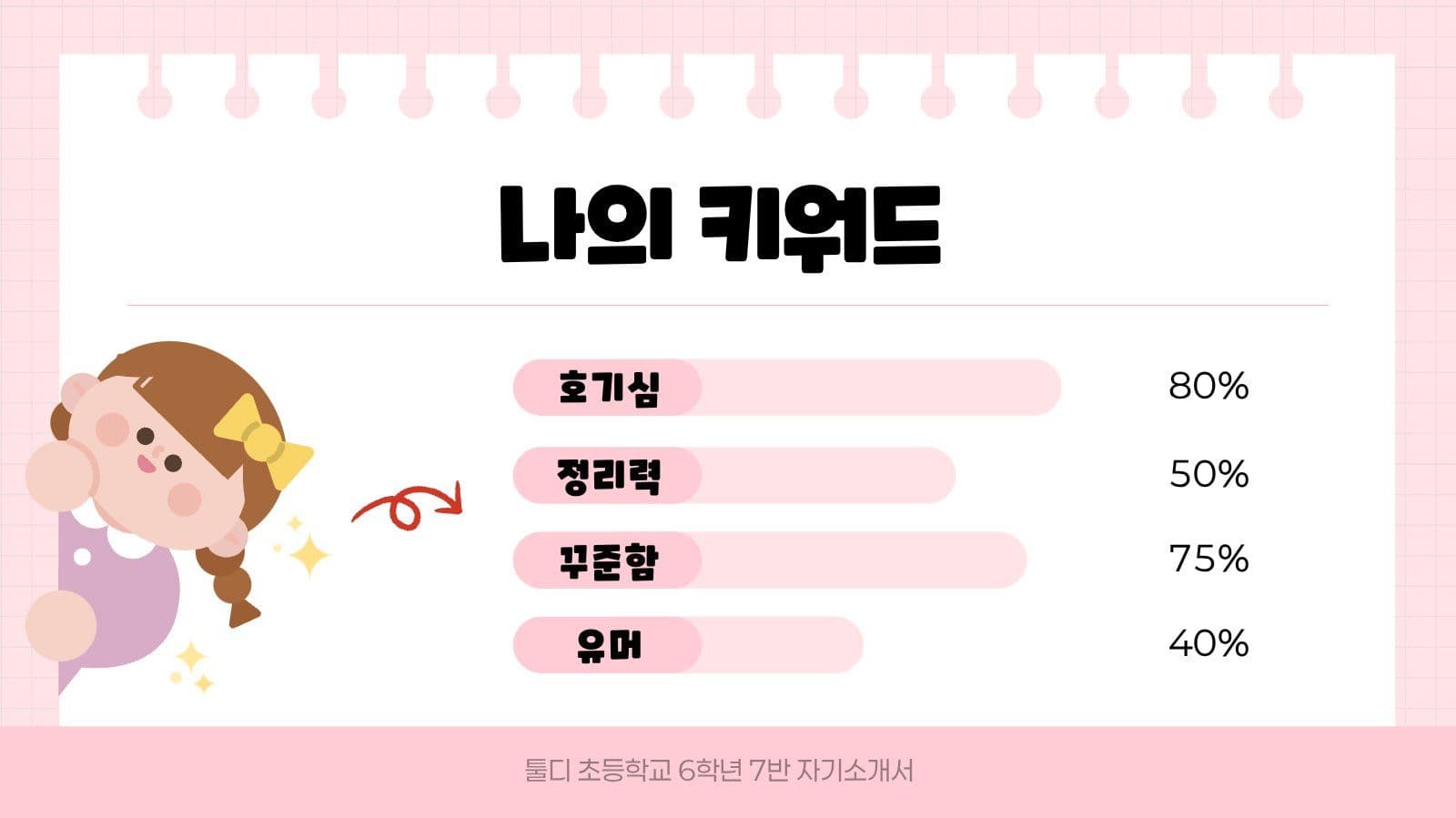 핑크 깔끔 자기 소개 발표