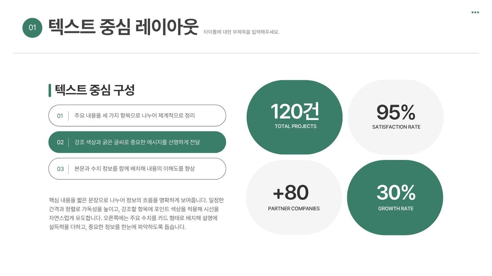 원형 테마 그린 집중이 잘되는 템플릿 비즈니스 프레젠테이션