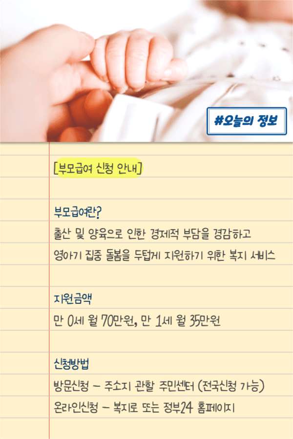 부모급여 신청안내 지원금액 신청방법