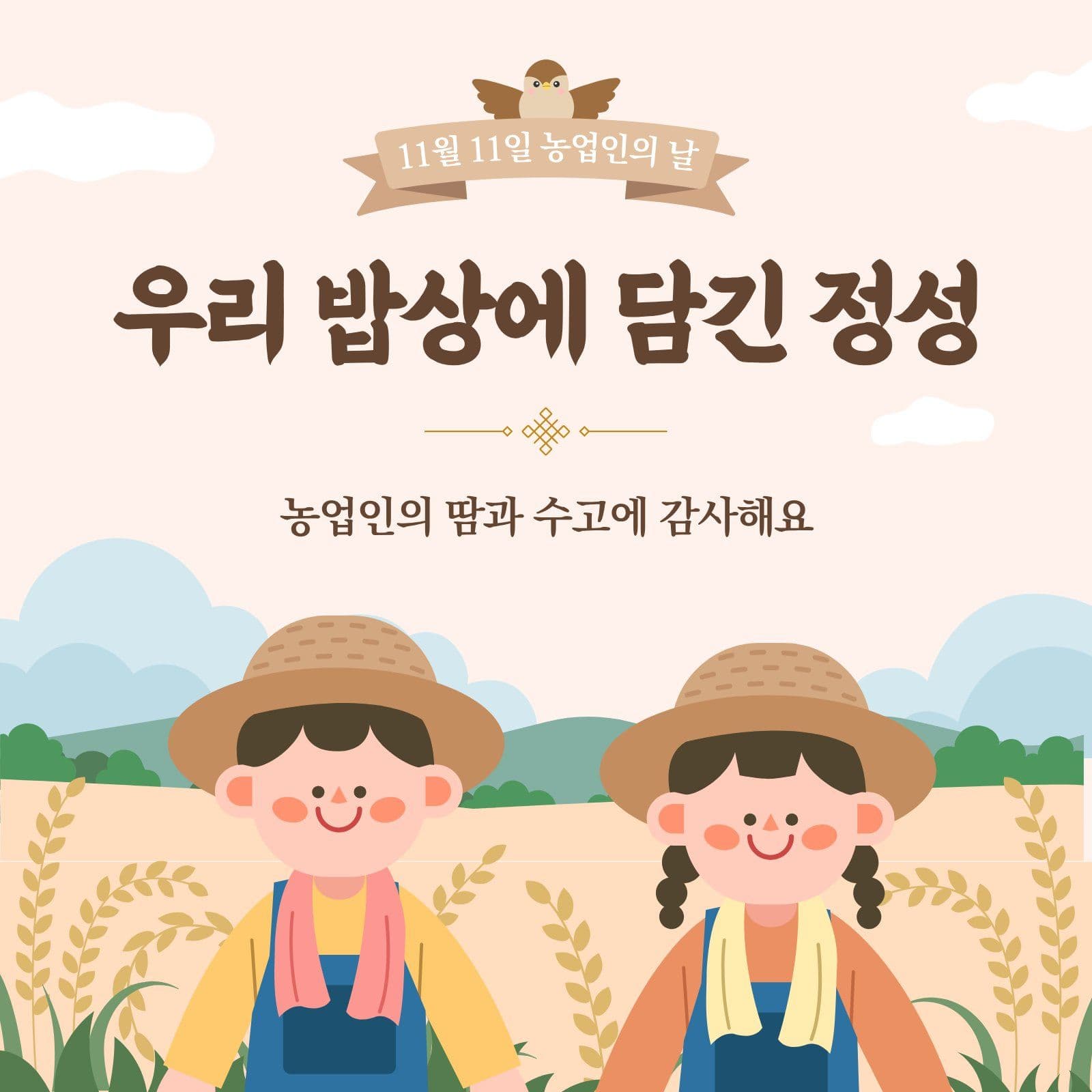 농업인의 날 감사 인사 어린이집 카드뉴스 템플릿