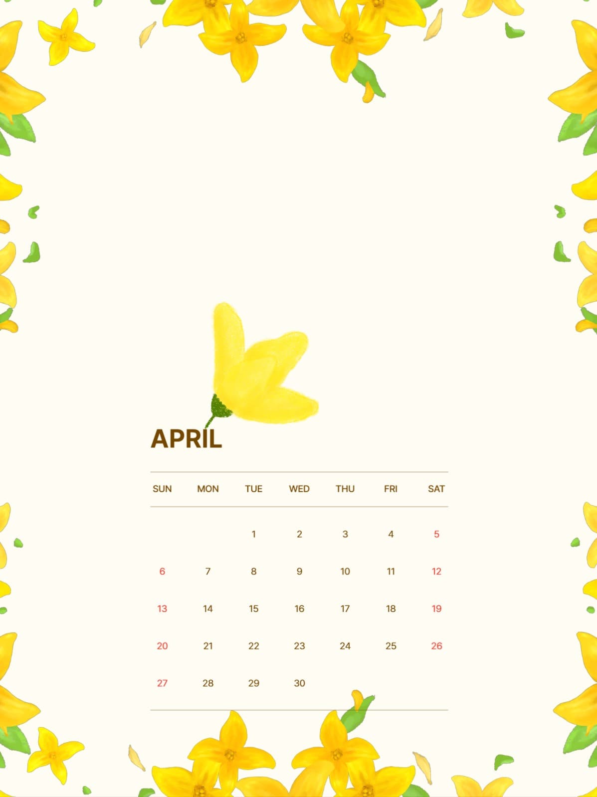 4월 봄 달력 배경화면
